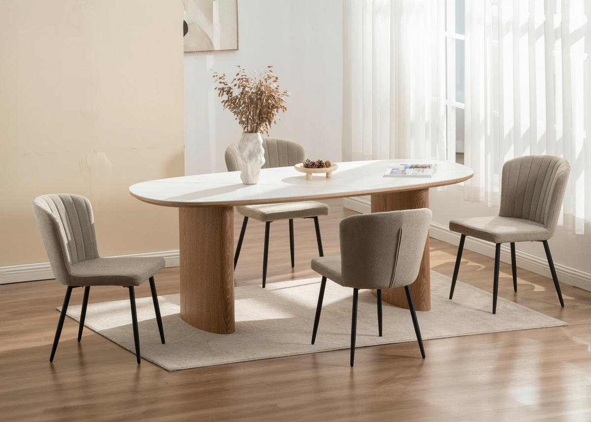 VIERFUßSTUHL - Taupe/Schwarz, KONVENTIONELL, Holz/Textil (52/82/60cm) - P & B