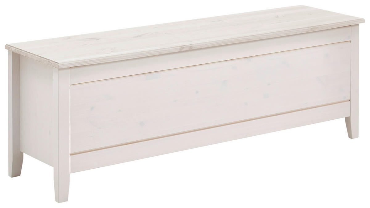 BETTBANK Kiefer Weiß  - Weiß, ROMANTIK / LANDHAUS, Holz (136/47/38cm) - Boxxx