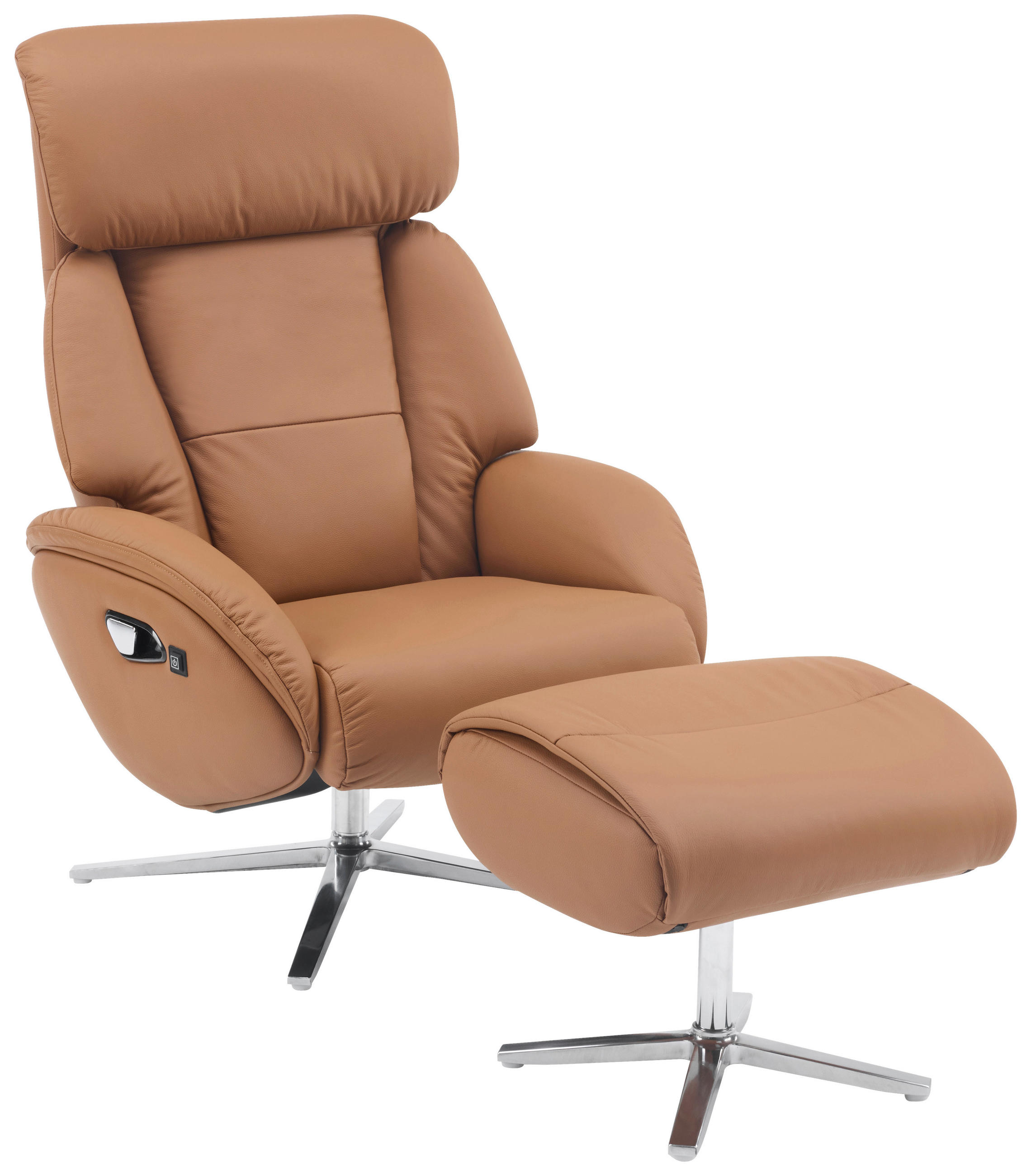MASSAGESESSEL Echtleder Lederlook Braun    - Silberfarben/Braun, Design, Leder/Textil (76/111/87cm) - Livetastic