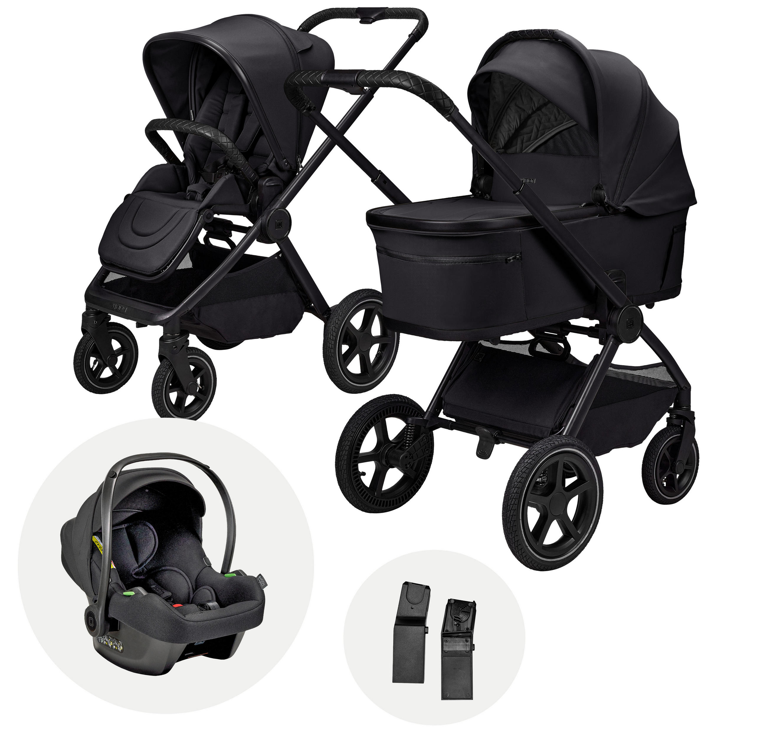 KINDERWAGENSET  GIO FOLD SET AIR  onyx  - Schwarz, Basics, Textil/Metall (120/58/92cm) - Moon Edition
