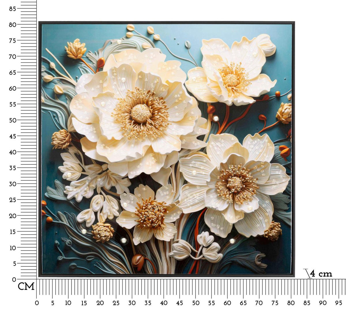LEINWANDBILD Blumen  - Schwarz, Basics, Holz/Textil (82/82/4cm)