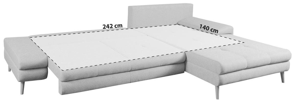 ECKSOFA in Webstoff Dunkelbraun  - Dunkelbraun/Erlefarben, Trend, Holz/Textil (313/215cm) - MID.YOU
