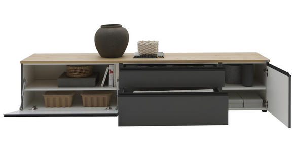 LOWBOARD  225/46/41 cm 2 Schublade(n) erweiterbar, Typenauswahl, Beimöbel erhältlich, stehend, hängend  - Eichefarben/Anthrazit, Design, Holzwerkstoff/Kunststoff (225/46/41cm) - Dieter Knoll