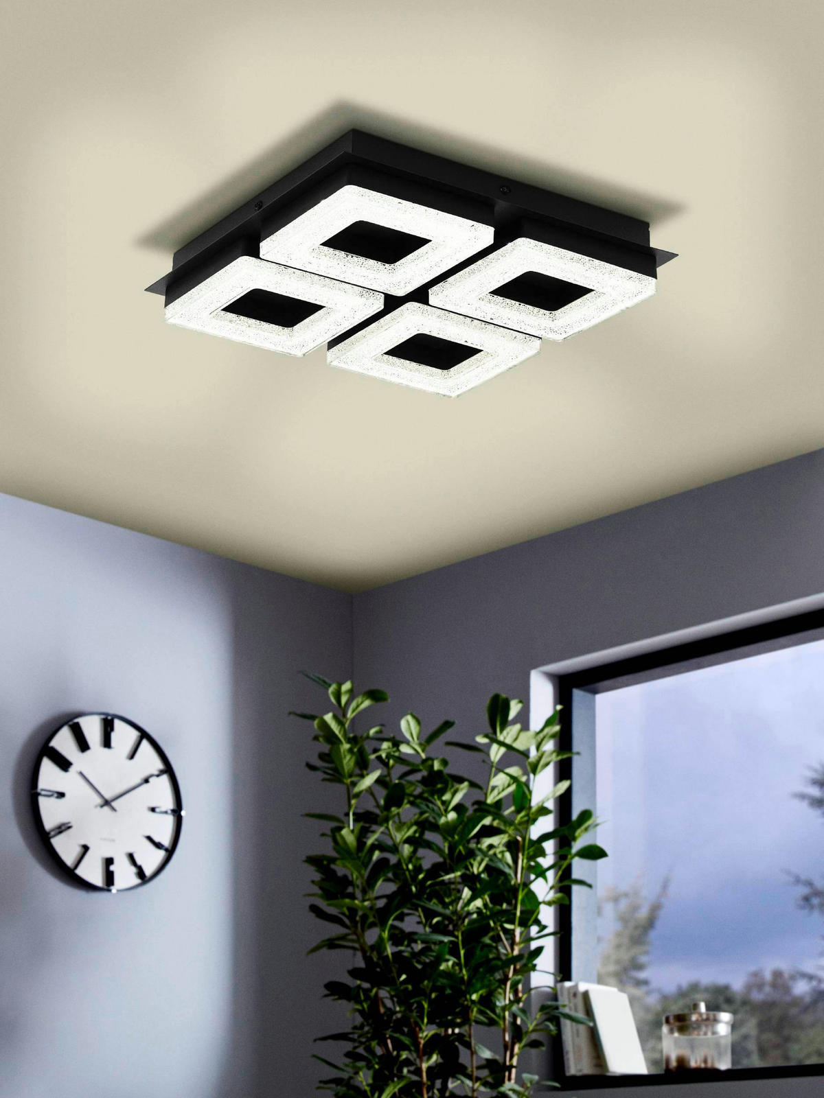 LED PLAFONJERA - crna, Trendi, metal/plastika (28/28/6cm)
