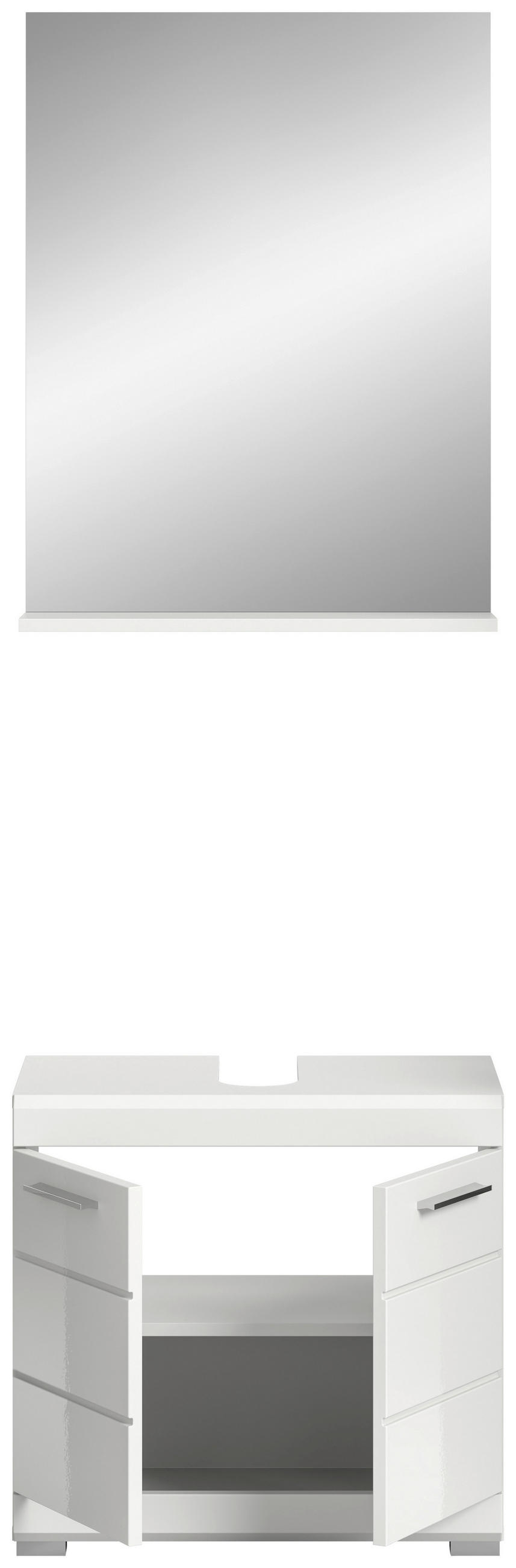 BADEZIMMER 2-teilig  in 60 cm  - Weiß Hochglanz/Silberfarben, MODERN, Glas/Holzwerkstoff (60cm) - MID.YOU