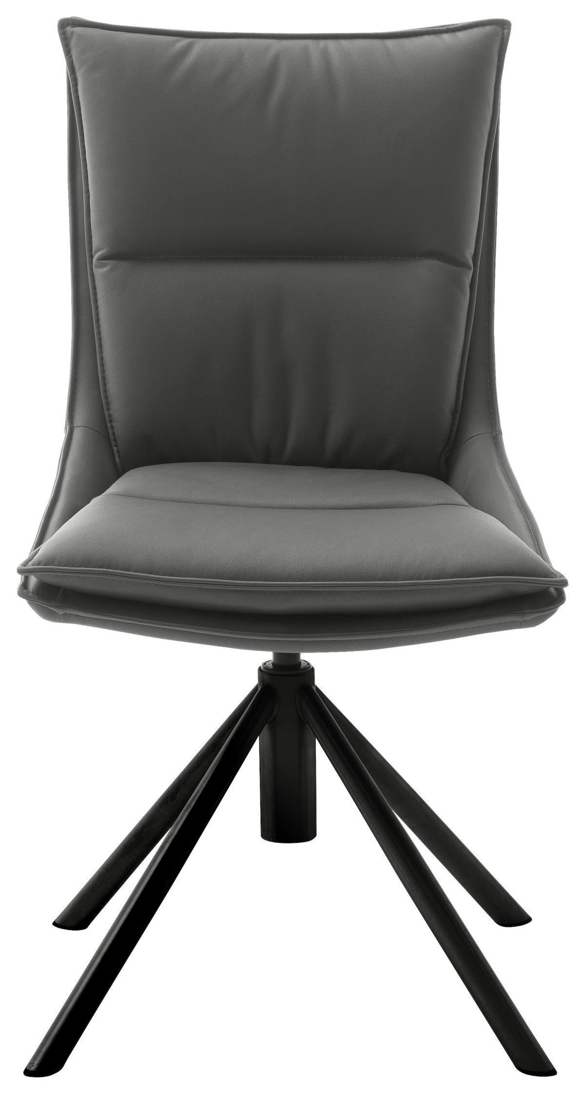 STUHL  in Eisen beschichtet  - Anthrazit/Schwarz, Design, Textil/Metall (49/90/65cm) - Novel