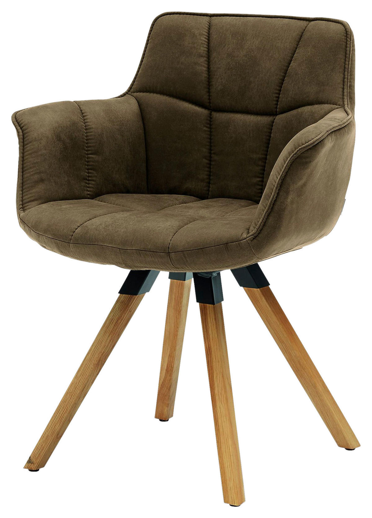 ARMLEHNSTUHL  in Mikrofaser  - Schlammfarben/Eichefarben, KONVENTIONELL, Holz/Textil (67/85/60cm) - Musterring