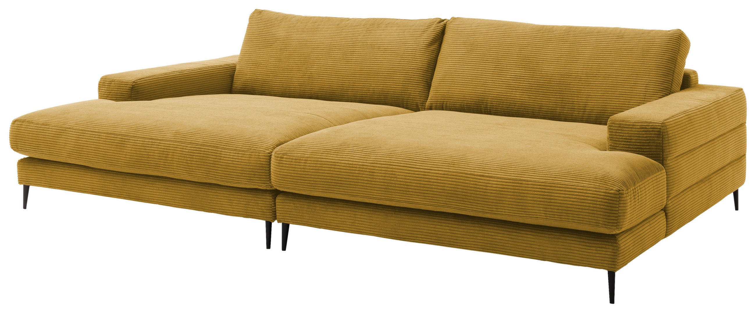 BIGSOFA in Cord Goldfarben  - Goldfarben/Schwarz, Design, Textil/Metall (296/83/177cm) - Dieter Knoll
