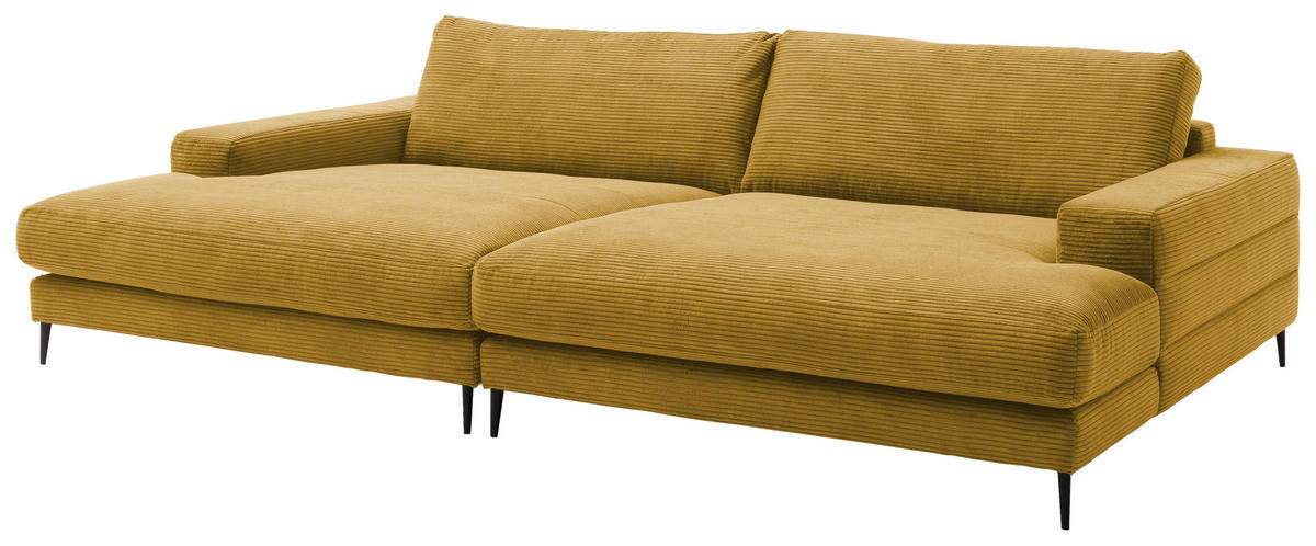 BIGSOFA Cord Goldfarben  - Goldfarben/Schwarz, Design, Textil/Metall (296/83/177cm) - Dieter Knoll