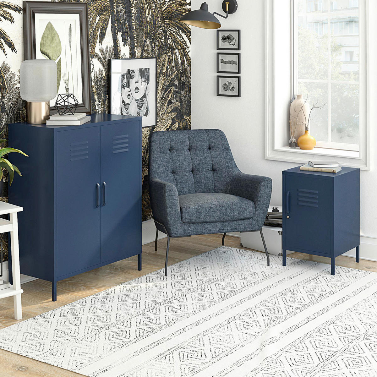 HIGHBOARD Bradford  in 79/100/39 cm  - Blau, Design, Metall (79/100/39cm) - MID.YOU