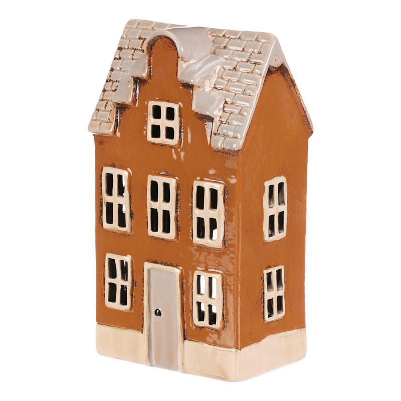 DEKORAČNÝ DOM - hnedá, Basics, keramika (12/24/9cm)