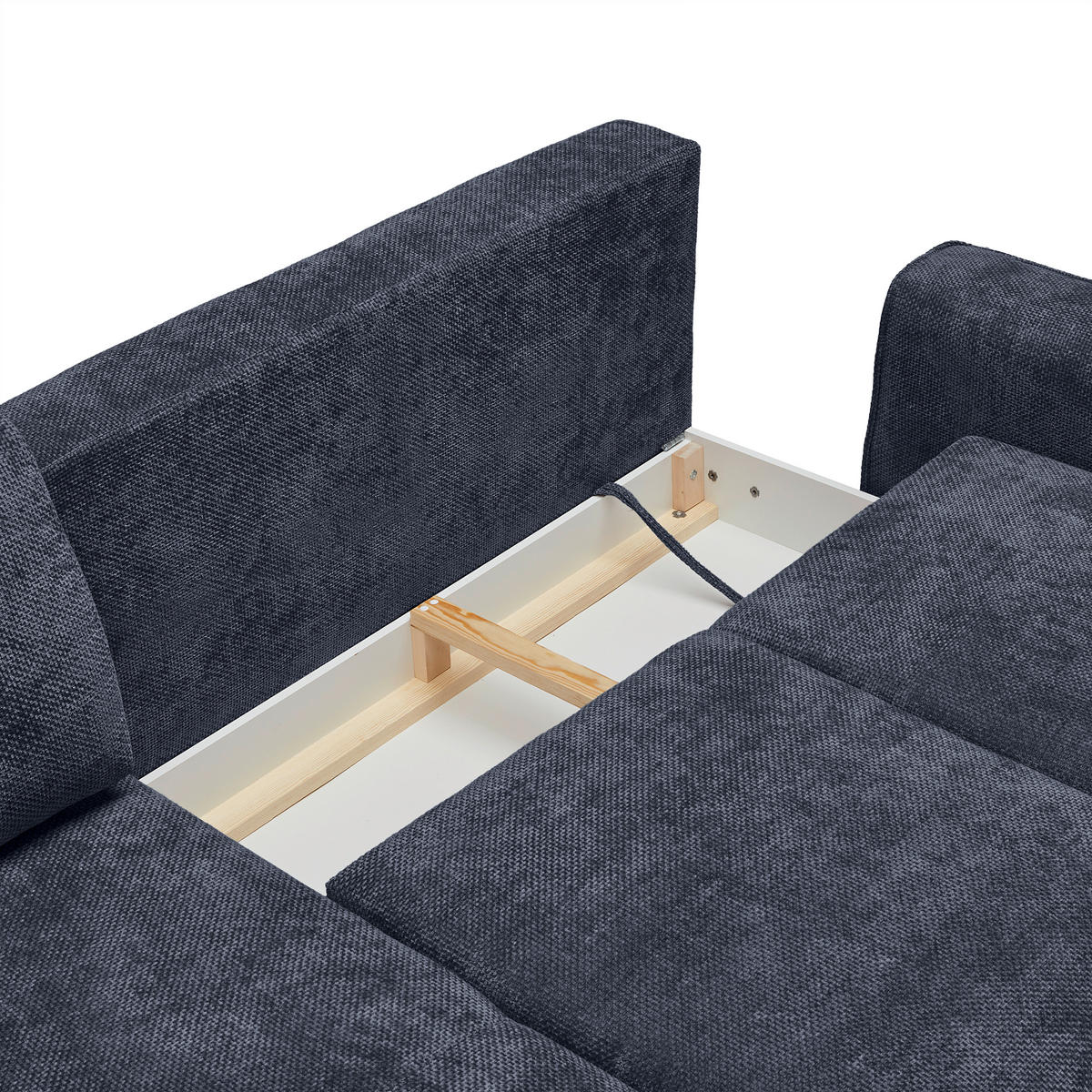 HÖRNSOFFA i vävt tyg mörkblå  - svart/mörkblå, Modern, metall/textil (164/255cm) - MID.YOU