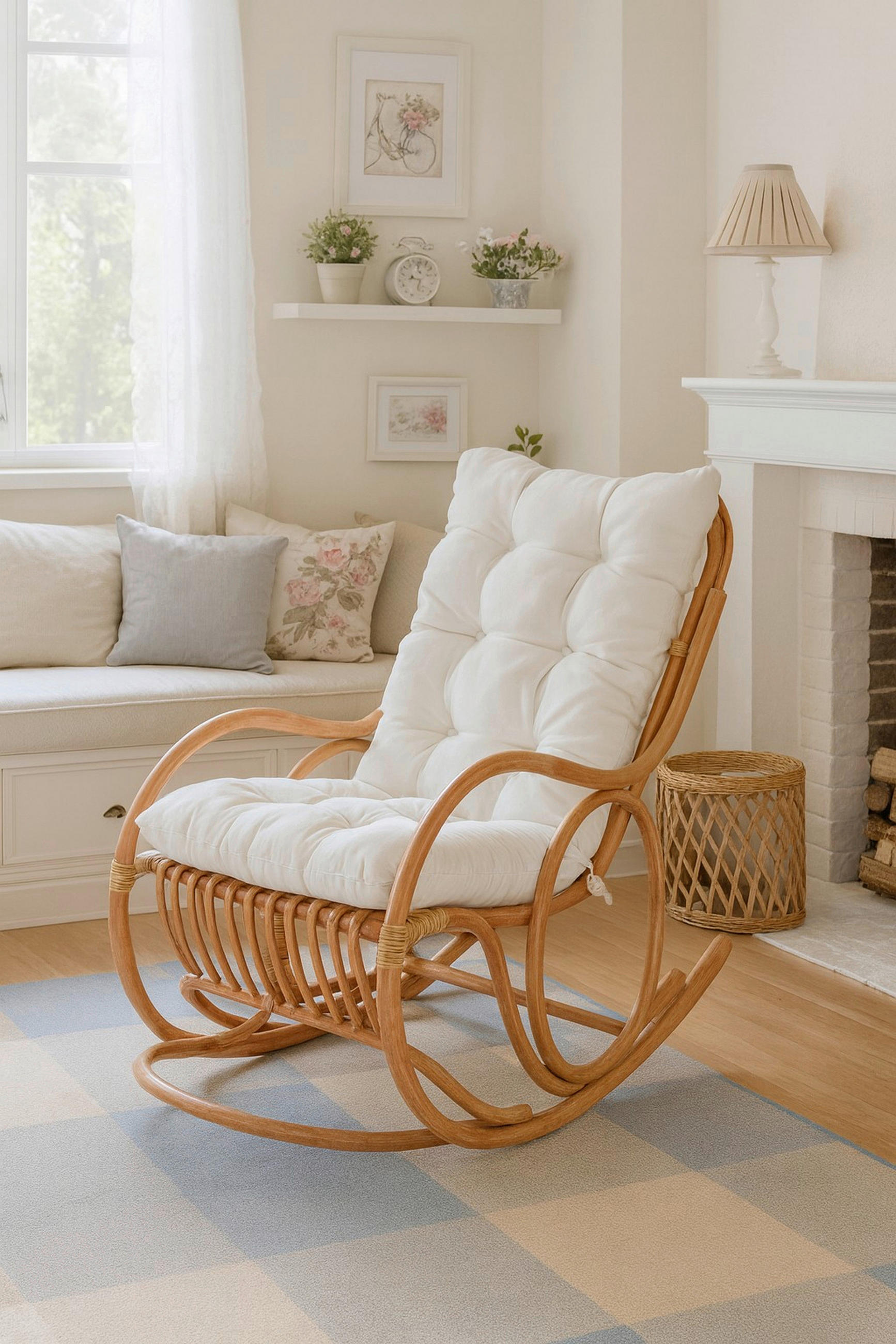 SCHAUKELSTUHL in Honig  - Creme/Honig, Natur, Holz/Textil (62/97/118cm) - MID.YOU