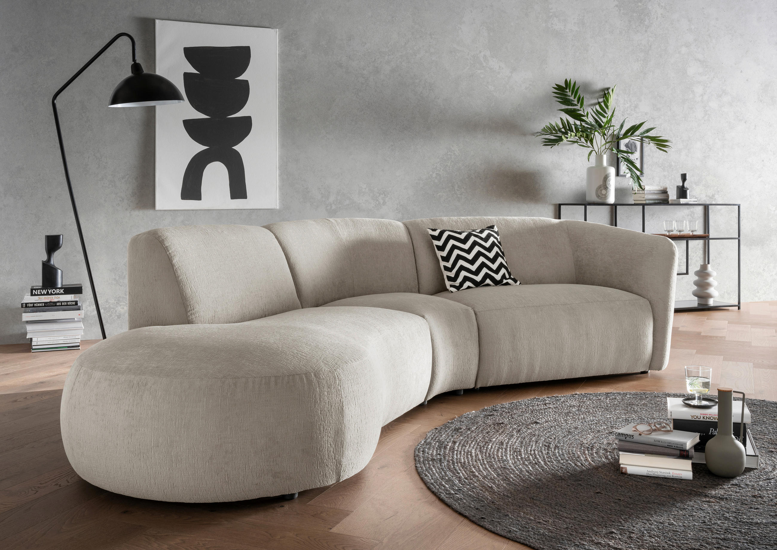 ECKSOFA in Mikrofaser Taupe  - Taupe/Schwarz, Modern, Kunststoff/Textil (182/276cm) - Livetastic