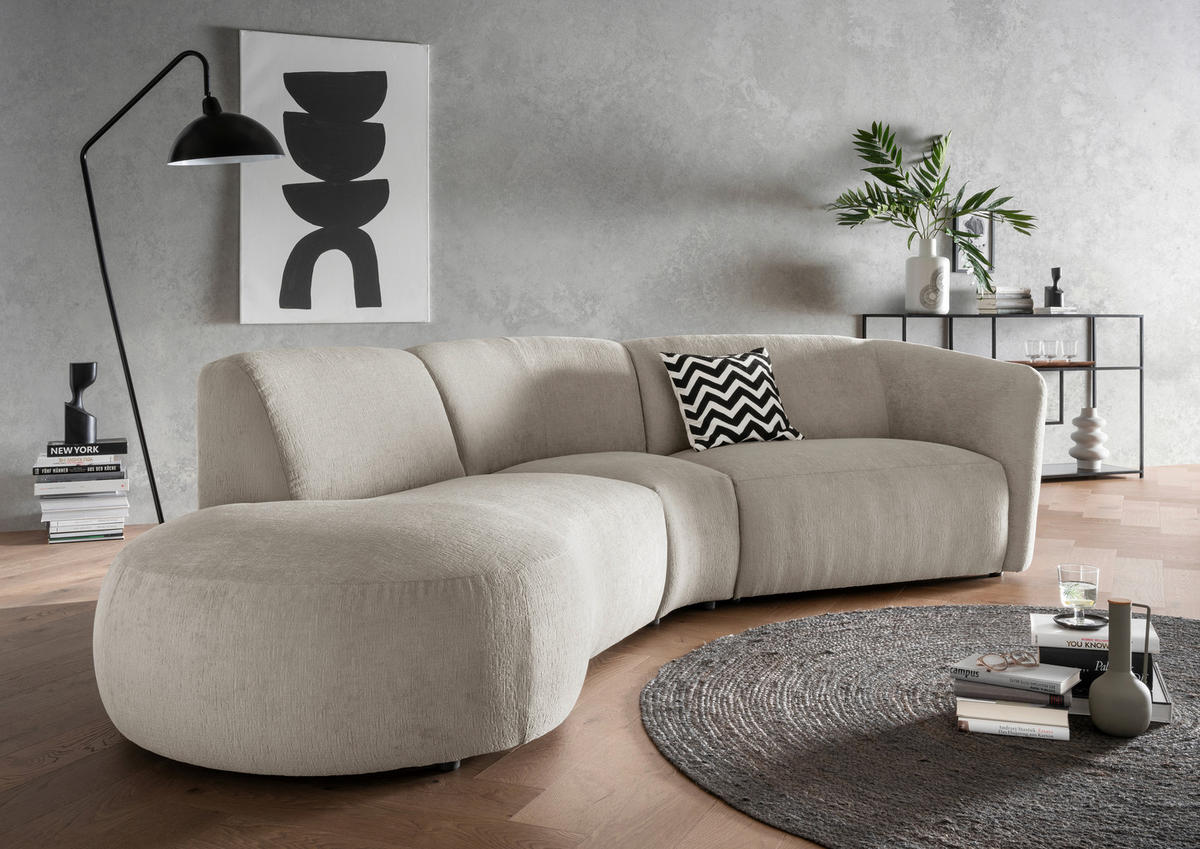 ECKSOFA in Mikrofaser Taupe  - Taupe/Schwarz, Modern, Kunststoff/Textil (182/276cm) - Livetastic