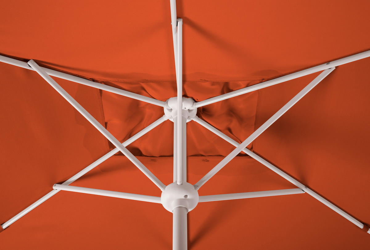 SLUNEČNÍK 200/250/300 cm - bílá/terracotta, Basics, kov/textil (200/250/300cm)