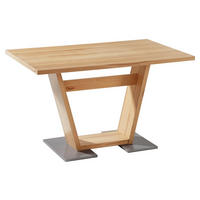 ESSTISCH in Metall, Holzwerkstoff 140/80/76 cm  - Edelstahlfarben/Eichefarben, KONVENTIONELL, Holzwerkstoff/Metall (140/80/76cm) - Venda