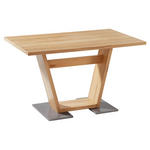 ESSTISCH in Metall, Holzwerkstoff 140/80/76 cm  - Edelstahlfarben/Eichefarben, KONVENTIONELL, Holzwerkstoff/Metall (140/80/76cm) - Venda