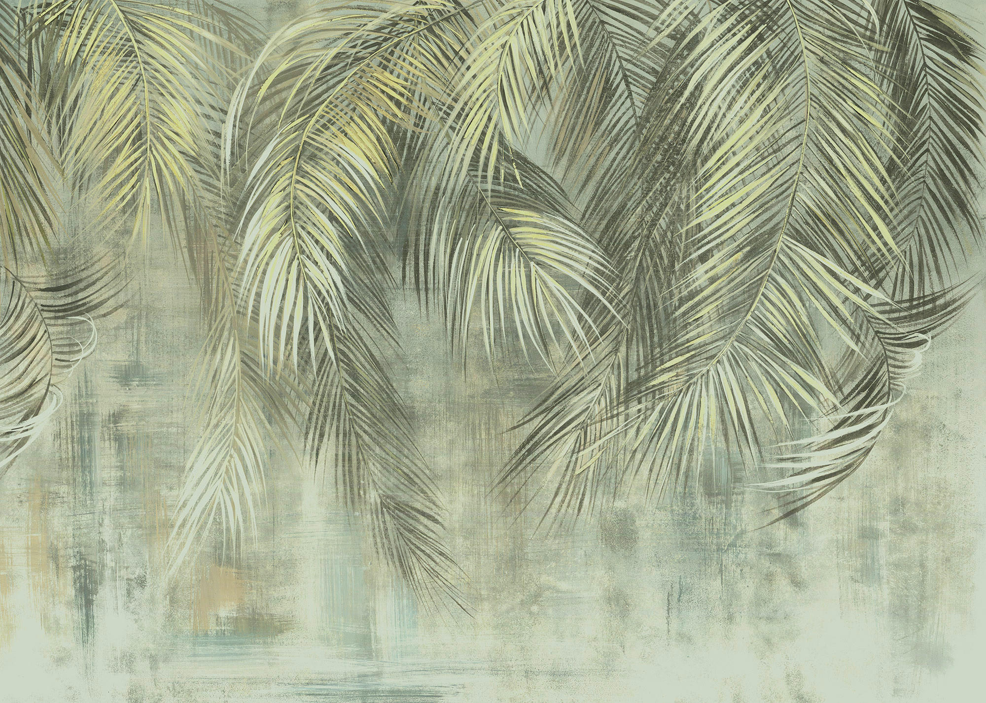 Xora Vliestapete Blau, Grün, Weiß 350x250 cm
