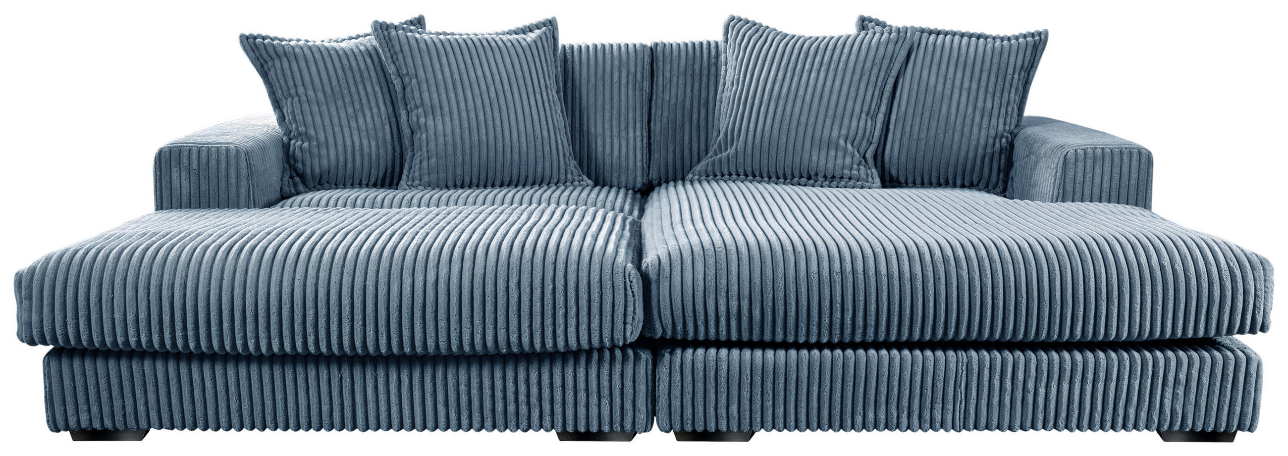 ECKSOFA FUNNY Hellblau Cord Zierkissen, Rückenkissen, Hocker  - Schwarz/Hellblau, Basics, Kunststoff/Textil (195/285cm) - Livetastic