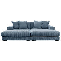 ECKSOFA  Cord Hellblau  - Schwarz/Hellblau, Basics, Kunststoff/Textil (195/285cm) - Livetastic