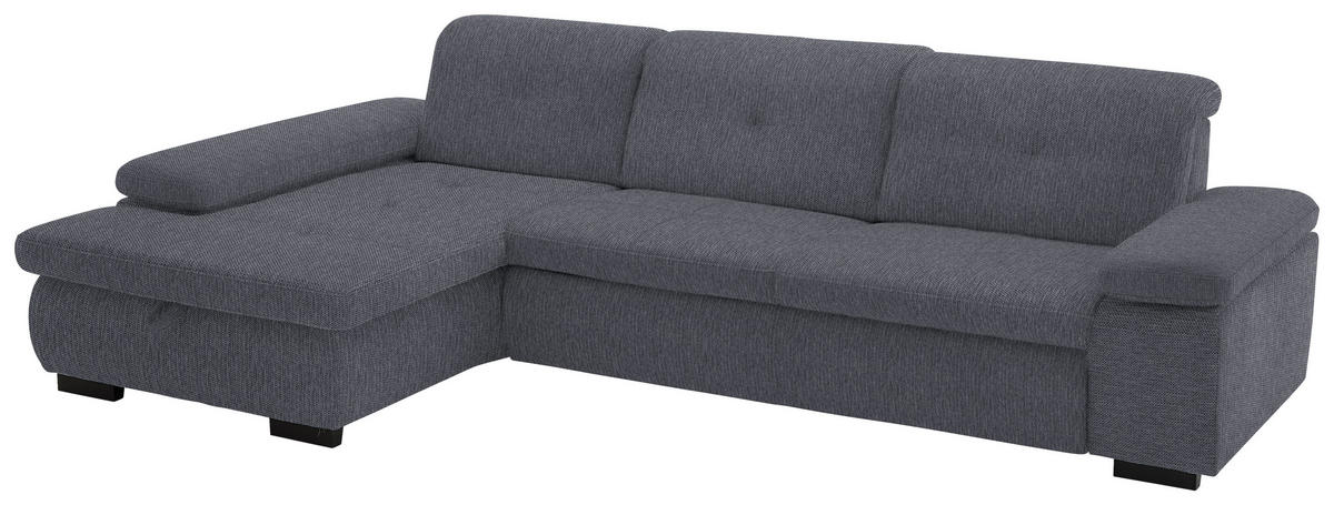 ECKSOFA in Flachgewebe Anthrazit  - Anthrazit/Schwarz, Design, Textil/Metall (174/297cm) - Beldomo Style