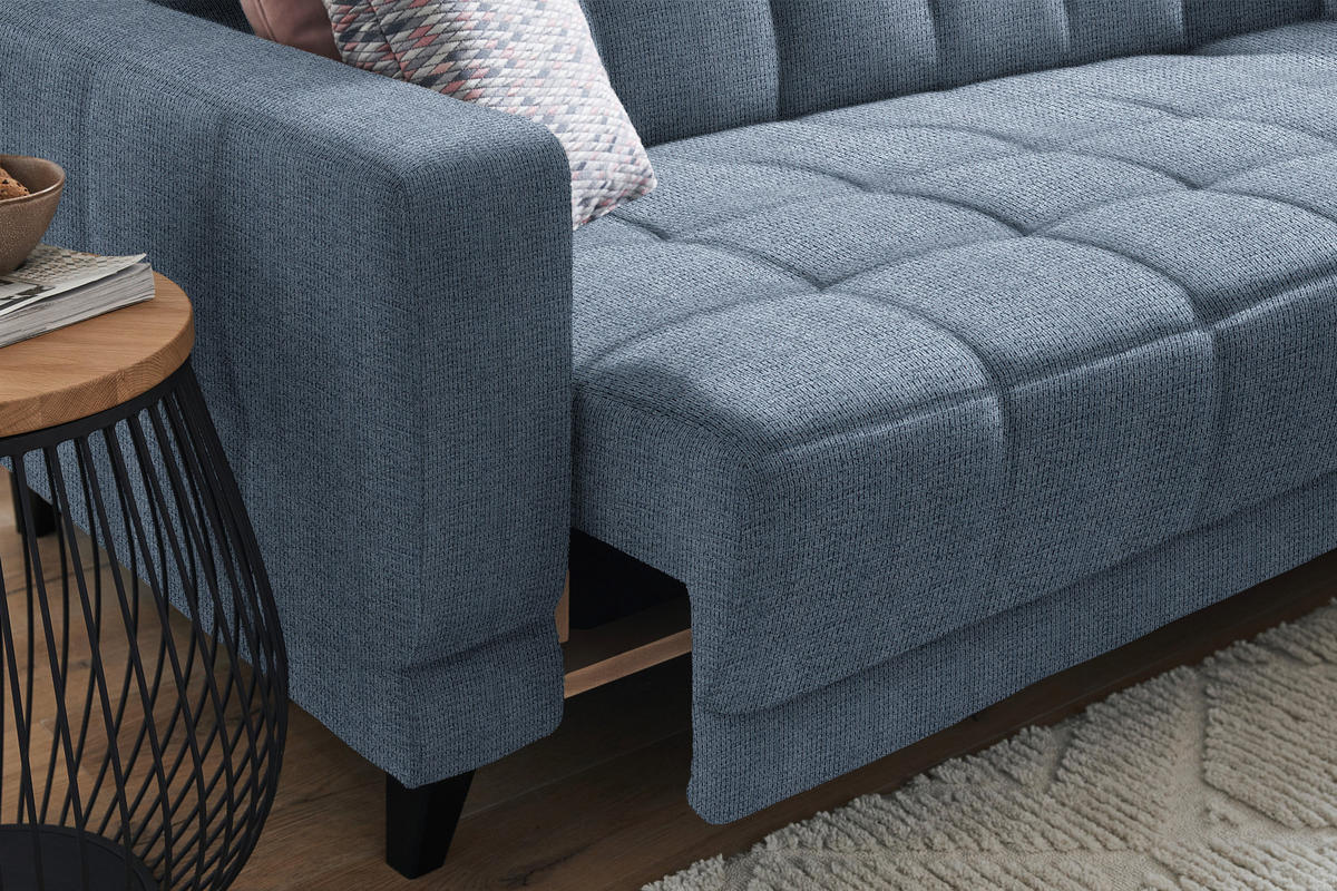 ECKSOFA in Webstoff Blau  - Blau/Schwarz, Design, Holz/Textil (302/216cm) - Xora