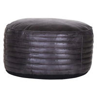 POUF in Anthrazit Leder  - Anthrazit, KONVENTIONELL, Leder (50/30/50cm) - Livetastic