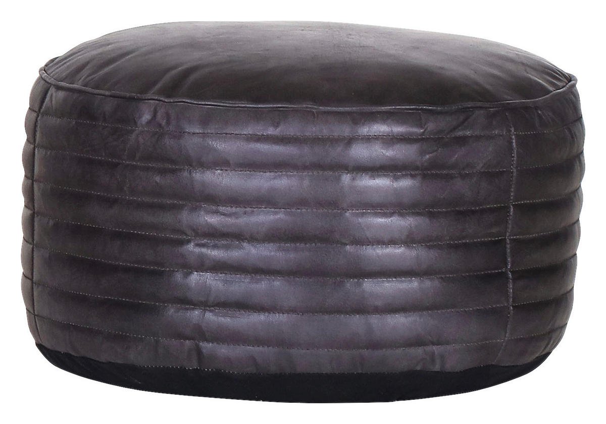 POUF in Anthrazit Leder  - Anthrazit, KONVENTIONELL, Leder (50/30/50cm) - Livetastic