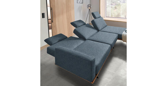 ECKSOFA in Flachgewebe Blau - Blau/Schwarz, Natur, Holz/Textil (326/170cm) - Valnatura
