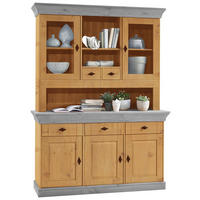 BUFFET 143/197/45 cm  in Grau, Laugenfarbig  - Laugenfarbig/Grau, ROMANTIK / LANDHAUS, Glas/Holz (143/197/45cm) - Boxxx