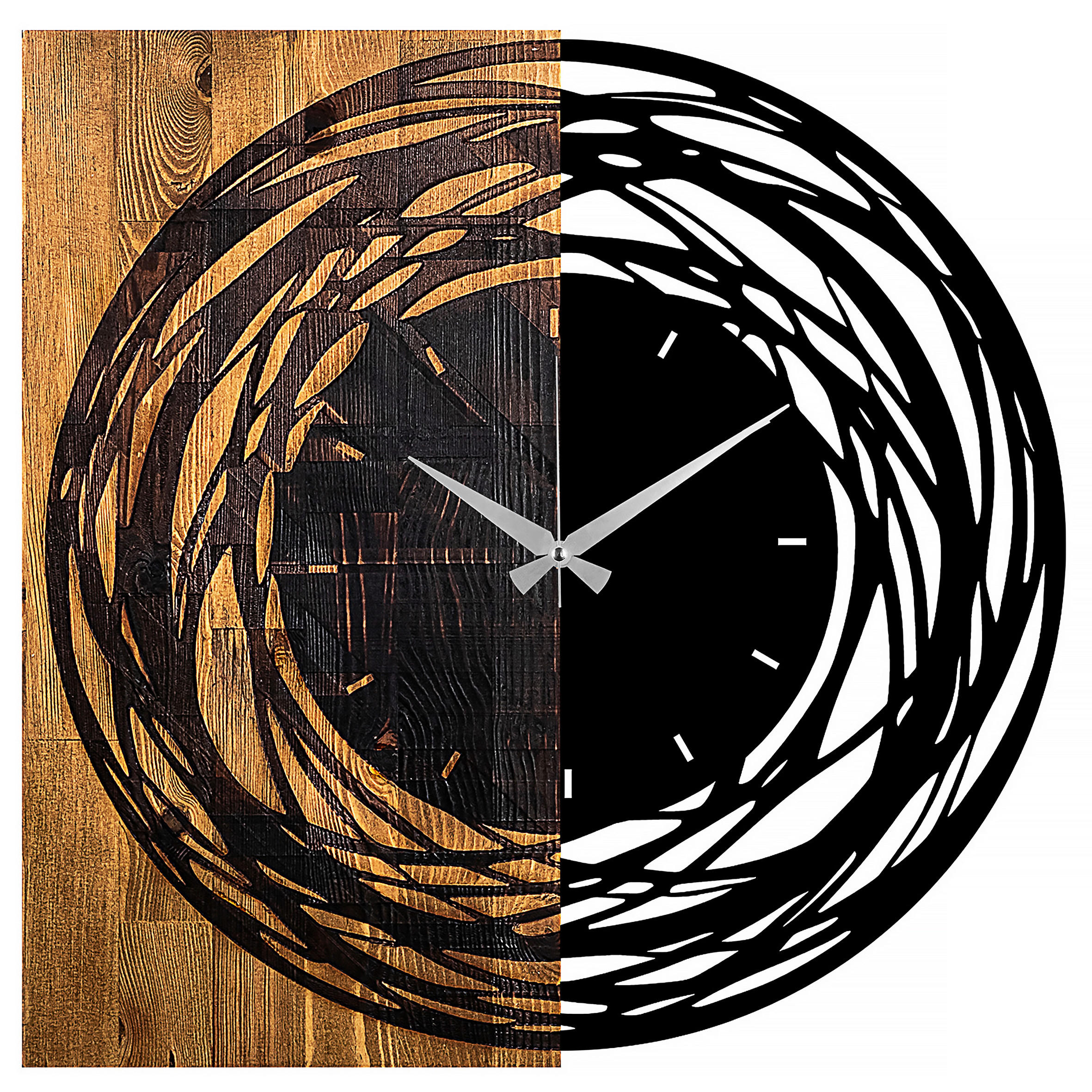 WANDUHR Schwarz, Walnussfarben 58/58/3 cm  - Walnussfarben/Schwarz, LIFESTYLE, Metall (58/58/3cm)