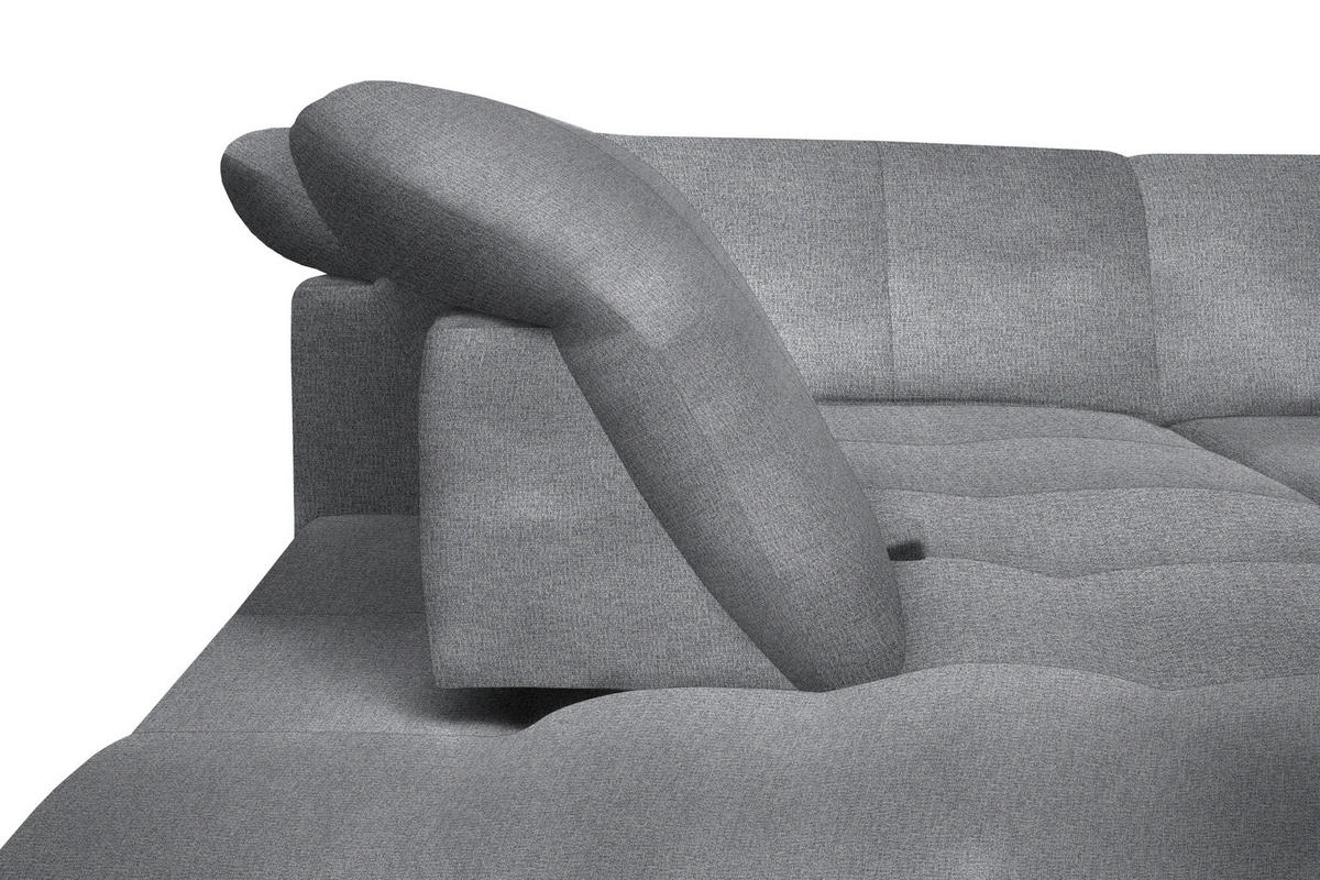 ECKSOFA Grau Flachgewebe  - Schwarz/Grau, Design, Textil/Metall (313/242cm) - Xora