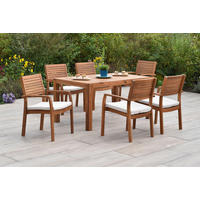 GARTENTISCHGRUPPE  - Beige/Akaziefarben, KONVENTIONELL, Holz/Textil - Gardenson