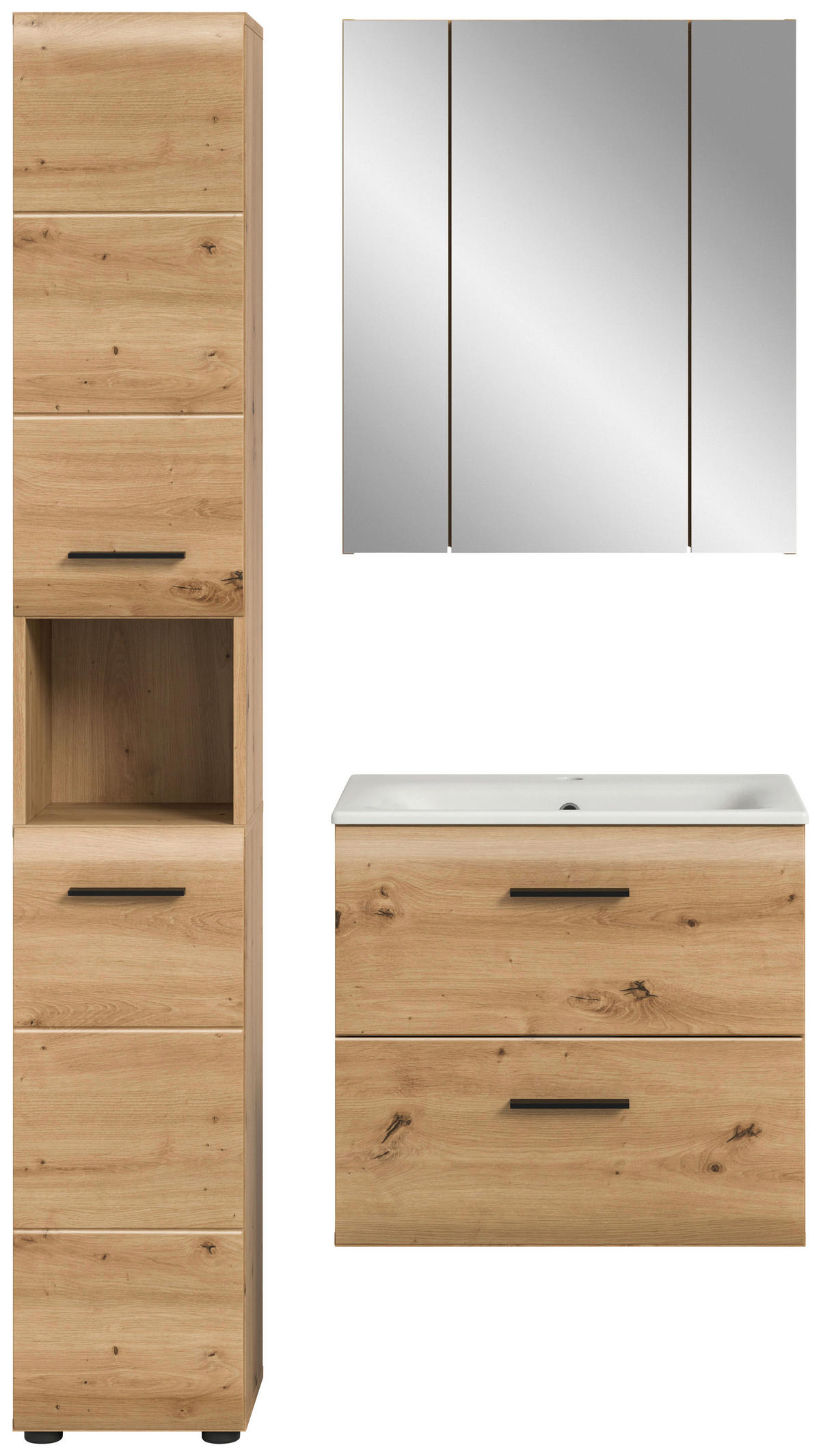 BADEZIMMER 3-teilig 90 cm  - Weiss/Schwarz, Basics, Keramik/Holzwerkstoff (90cm) - MID.YOU