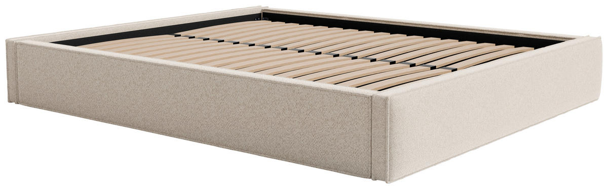 POLSTERBETT 120/200 cm,  in Beige, Lattenrost, Bettkasten,  - Beige/Schwarz, Design, Holz/Textil (120/200cm) - Chameo