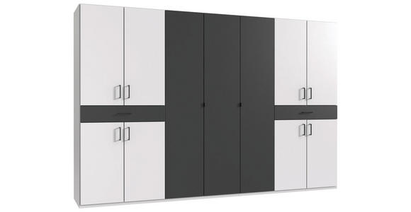 DREHTÜRENSCHRANK  in Graphitfarben, Weiß  - Schwarz/Graphitfarben, KONVENTIONELL, Holzwerkstoff/Kunststoff (313/208/58cm) - Carryhome