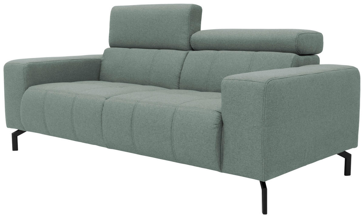 2-SITZER-SOFA Webstoff Hellblau  - Schwarz/Hellblau, Design, Textil/Metall (208/79/104cm) - MID.YOU