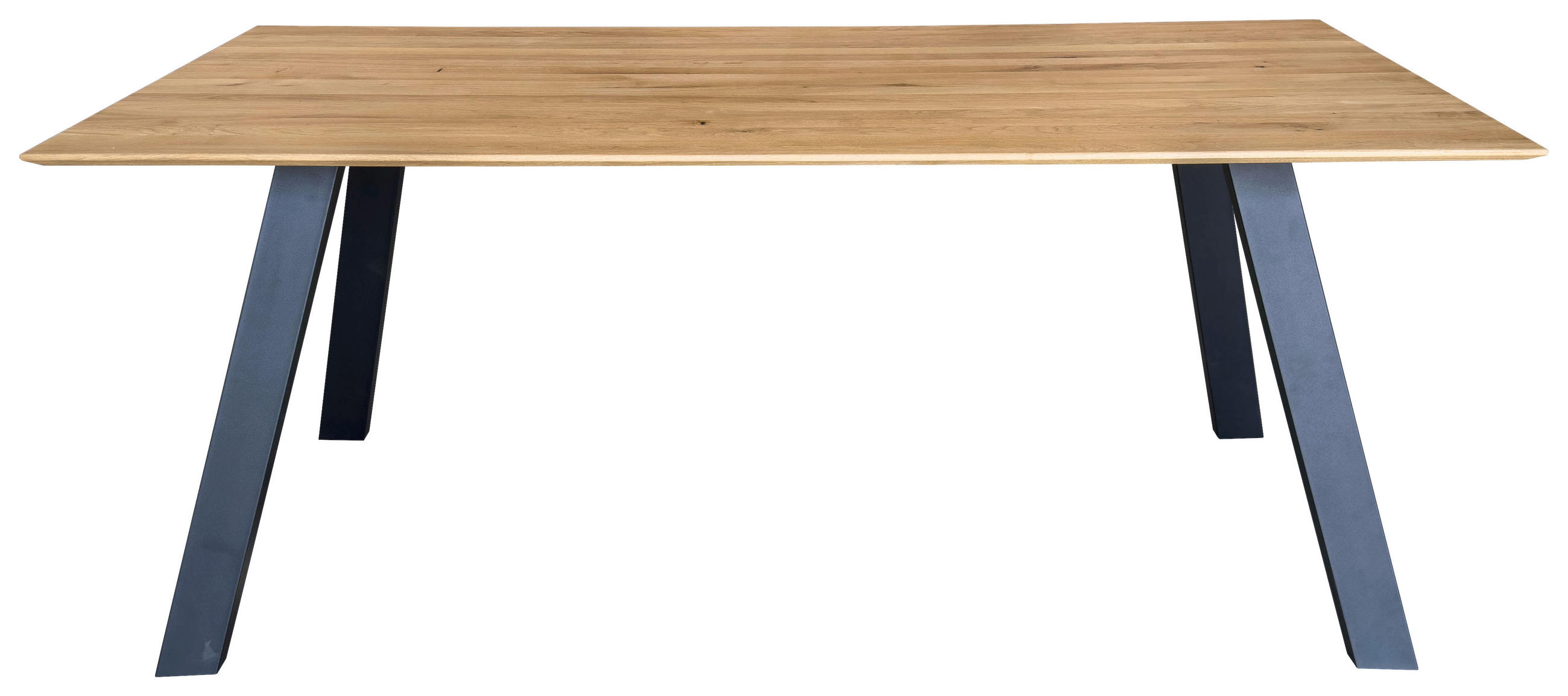 ESSTISCH Eiche massiv rechteckig Schwarz, Eichefarben  - Eichefarben/Schwarz, LIFESTYLE, Holz/Metall (200/100/75cm) - Linea Natura