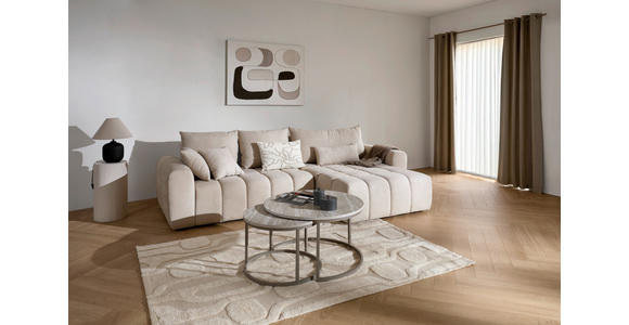 ECKSOFA Creme Velours  - Creme/Schwarz, KONVENTIONELL, Kunststoff/Textil (298/168cm) - Carryhome