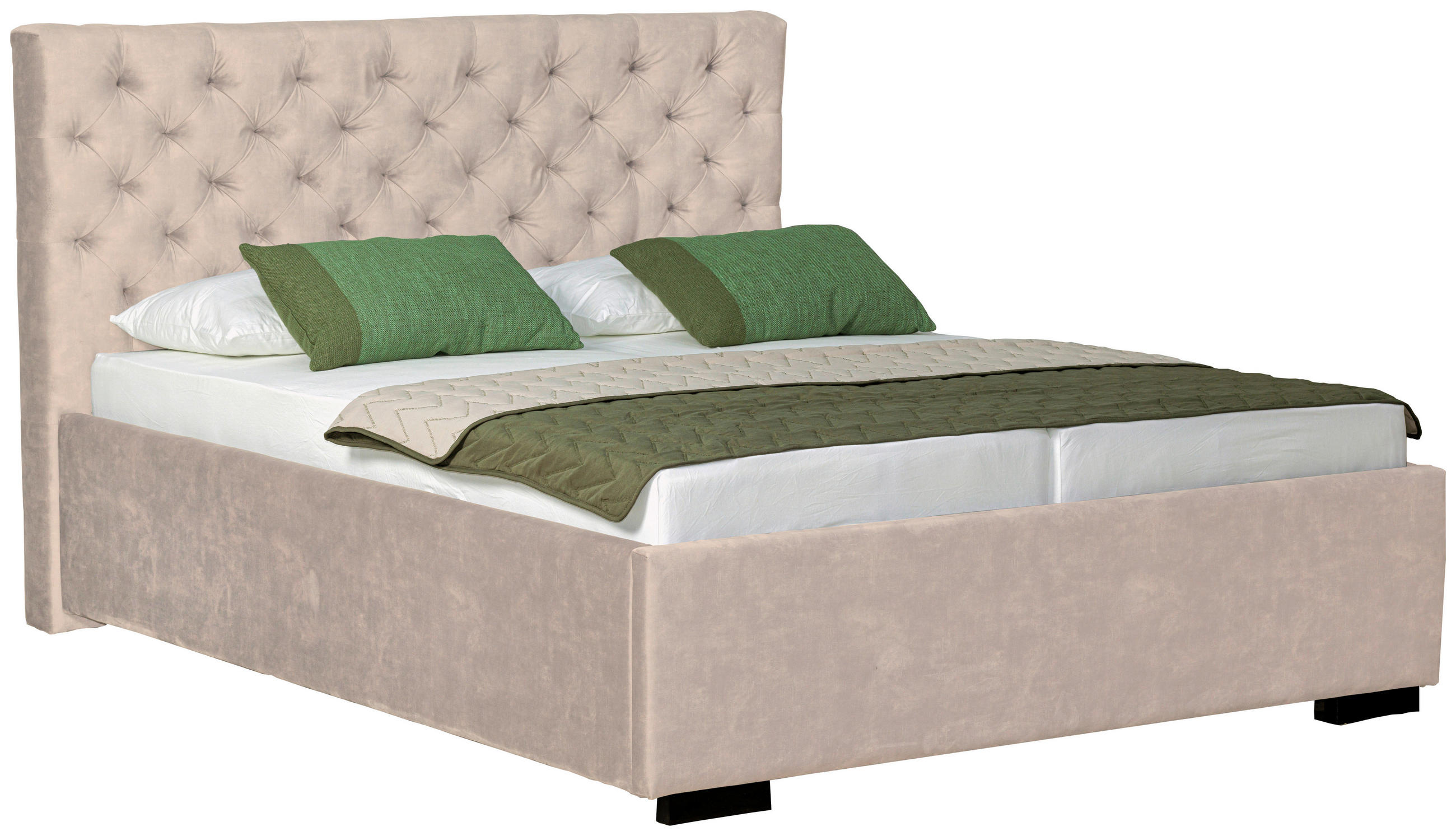 POLSTERBETT 180/200 cm  in Creme  - Creme/Schwarz, Design, Holz/Textil (180/200cm) - Boxxx