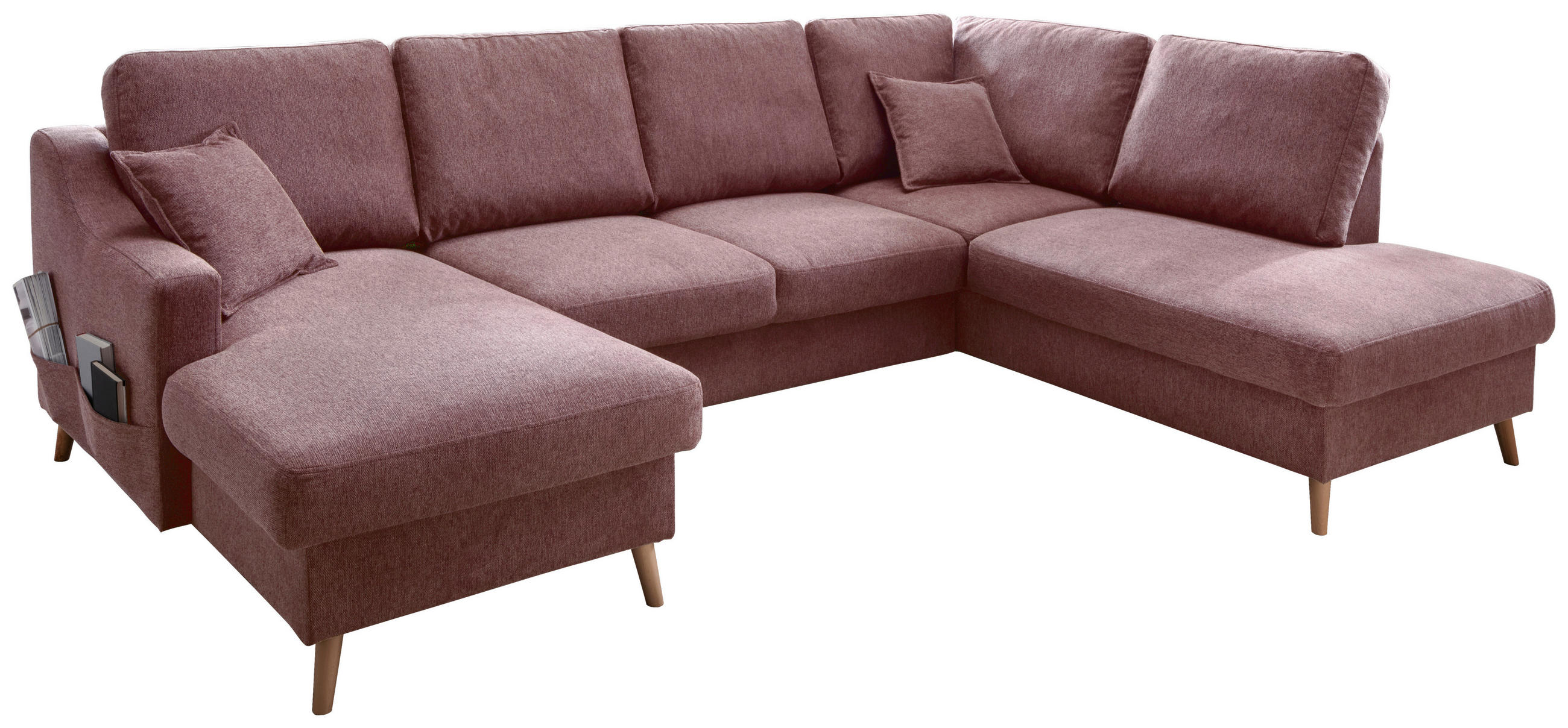 WOHNLANDSCHAFT Rosa Struktur  - Naturfarben/Rosa, KONVENTIONELL, Holz/Textil (150/301/200cm) - P & B