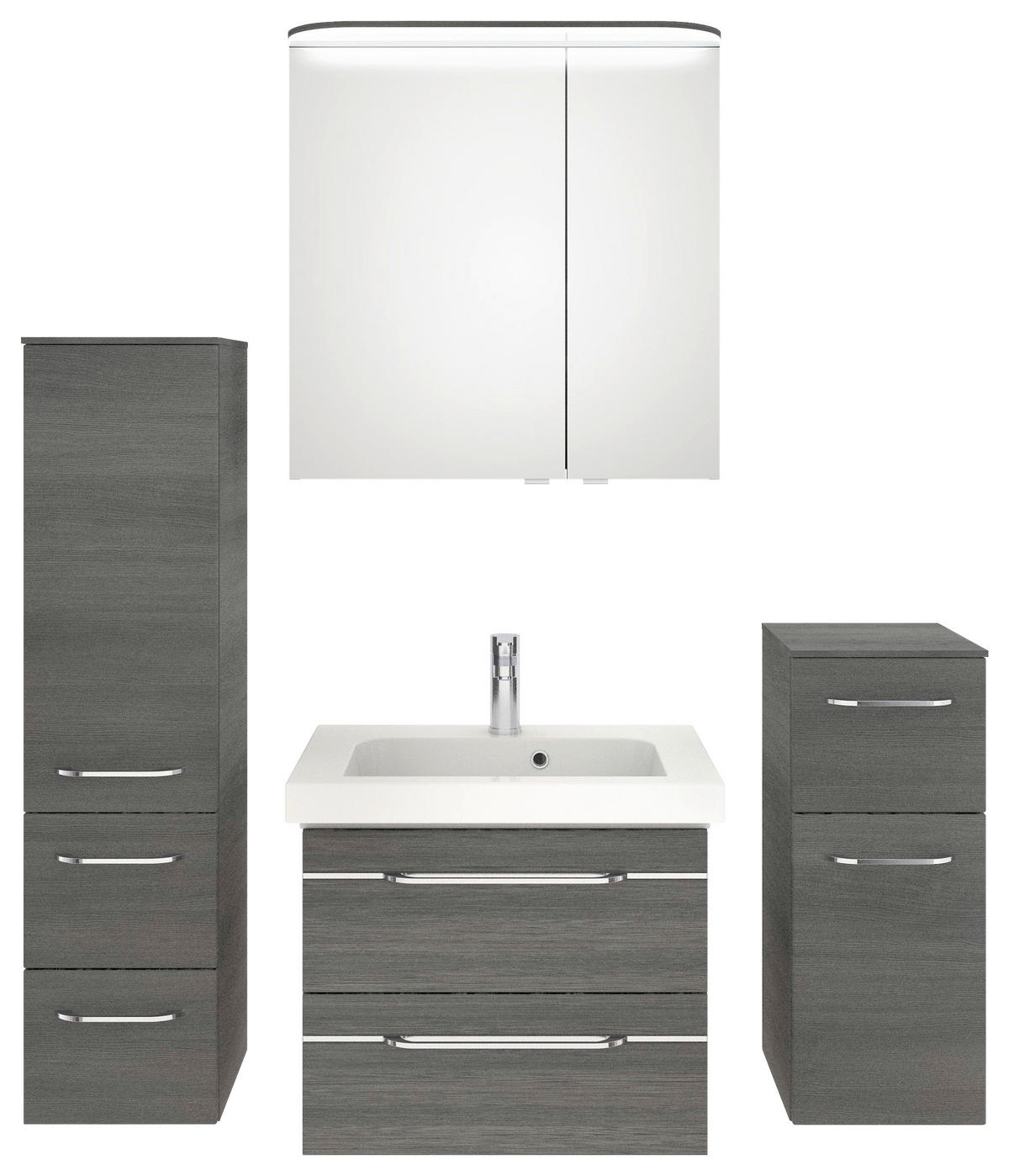 BADEZIMMER 5-teilig  in 148 cm  - Chromfarben/Graphitfarben, KONVENTIONELL, Glas/Keramik (148cm) - Pelipal