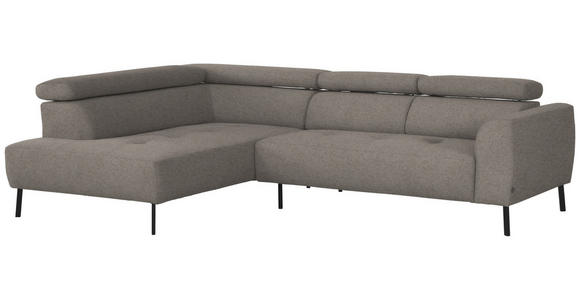 ECKSOFA in Webstoff Greige 205/280 cm - Greige/Schwarz, Design, Textil/Metall (205/280cm) - Xora