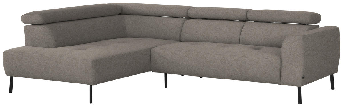ECKSOFA in Webstoff Greige  - Greige/Schwarz, Design, Textil/Metall (205/280cm) - MID.YOU