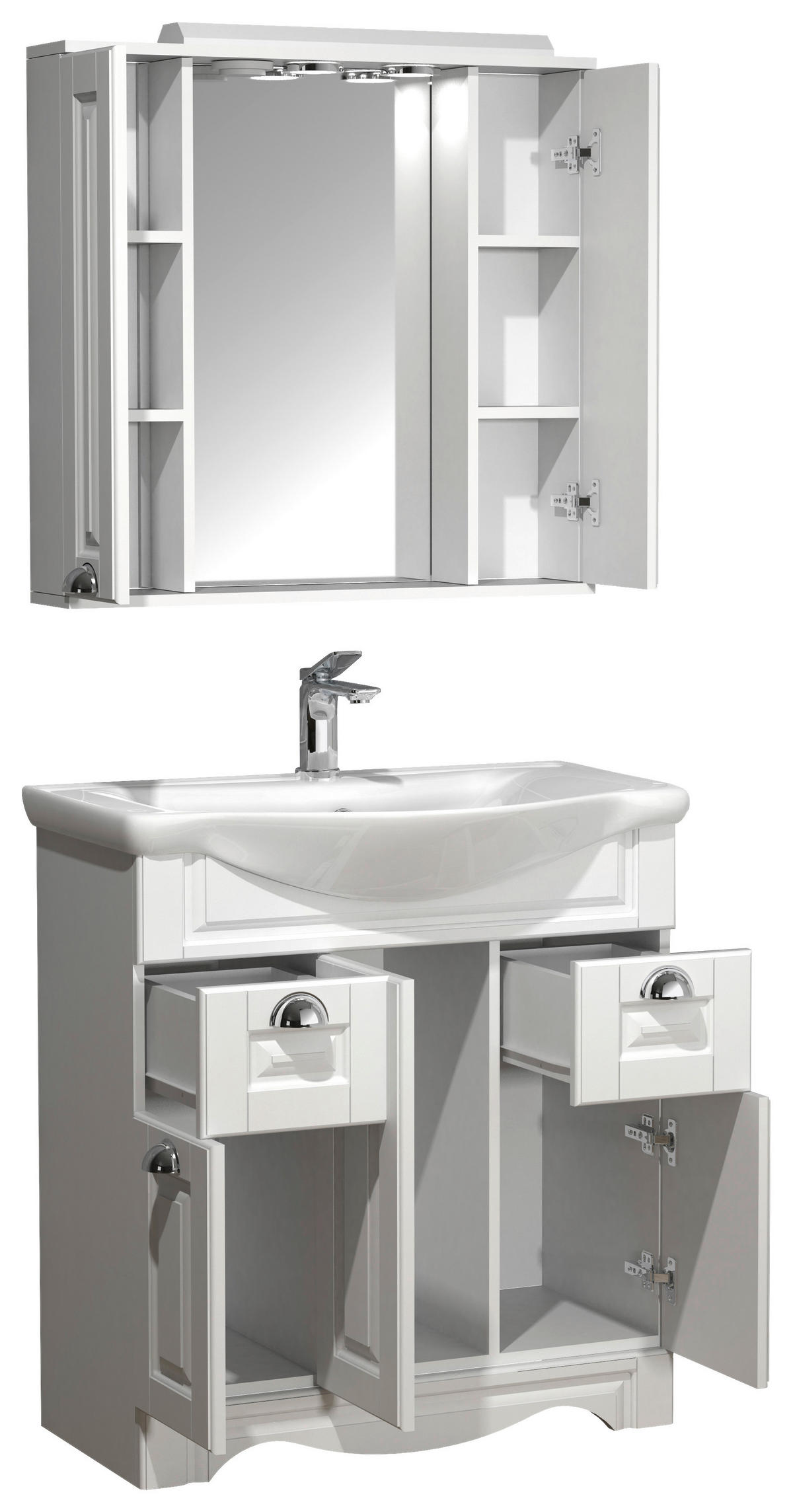BADEZIMMER 3-teilig  in 75 cm  - Silberfarben/Weiß, MODERN, Glas/Keramik (75cm) - MID.YOU