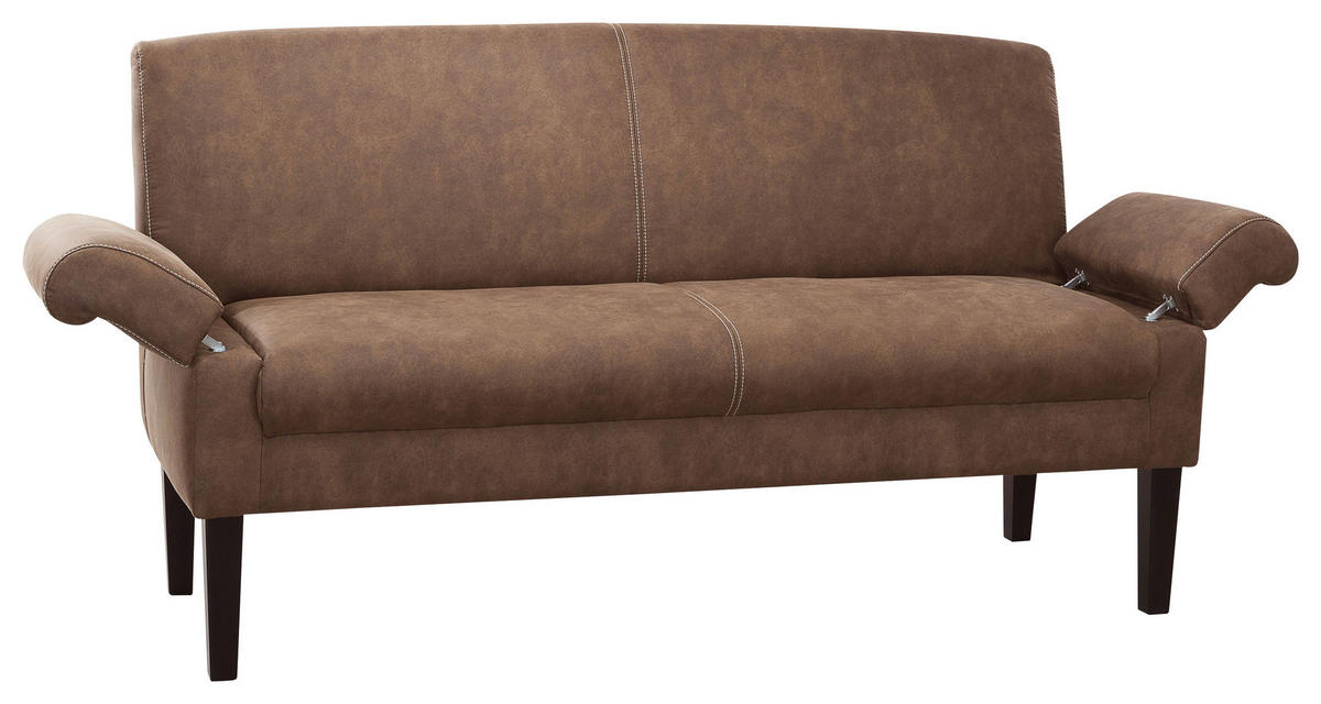 3-SITZER-SOFA in Mikrofaser Braun  - Beige/Schwarz, Konventionell, Holz/Textil (182/97/78cm) - Sit & More