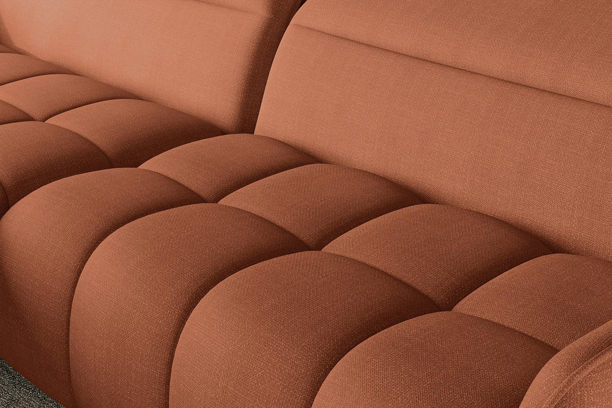 ECKSOFA Rostfarben Flachgewebe Rücken echt, Kopfteilverstellung, Sitztiefenverstellung  - Rostfarben/Schwarz, KONVENTIONELL, Textil/Metall (175/272cm) - Carryhome