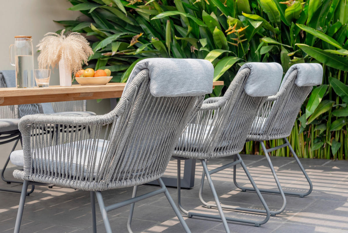 GARTENTISCH Holz, Metall Anthrazit, Teakfarben rechteckig  - Anthrazit/Teakfarben, MODERN, Holz/Metall (216/99/75cm) - Amatio