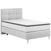 BOXSPRINGBETT 140/200 cm,  in Weiß, Matratze, gepolstertes Kopfteil, Topper, H4 = sehr fest  - Chromfarben/Weiß, KONVENTIONELL, Leder/Textil (140/200cm) - Novel